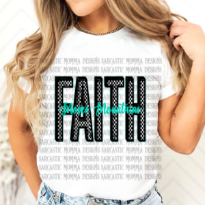 Checkered Faith Moves Mountains Apparel