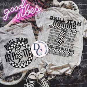 Drill Team Mama Tour Checkered Lightning Bolt Apparel
