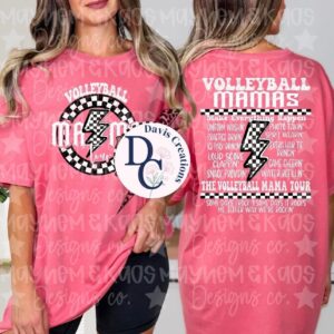 Volleyball Mama Tour Checkered Lightning Bolt Apparel
