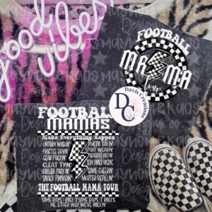 Football Mama Tour White Checkered Lightning Bolt Apparel