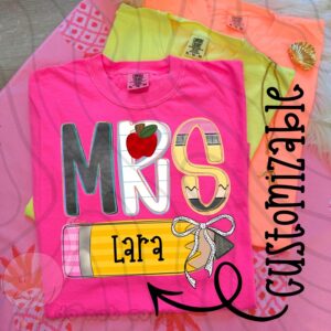 Custom Mrs Teacher Pencil Apparel